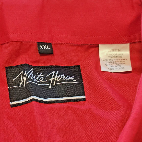 WHITE HORSE Country Western Rodeo Button Up Shirt Red Black Onyx Snap Men’s XXL - Picture 4 of 5